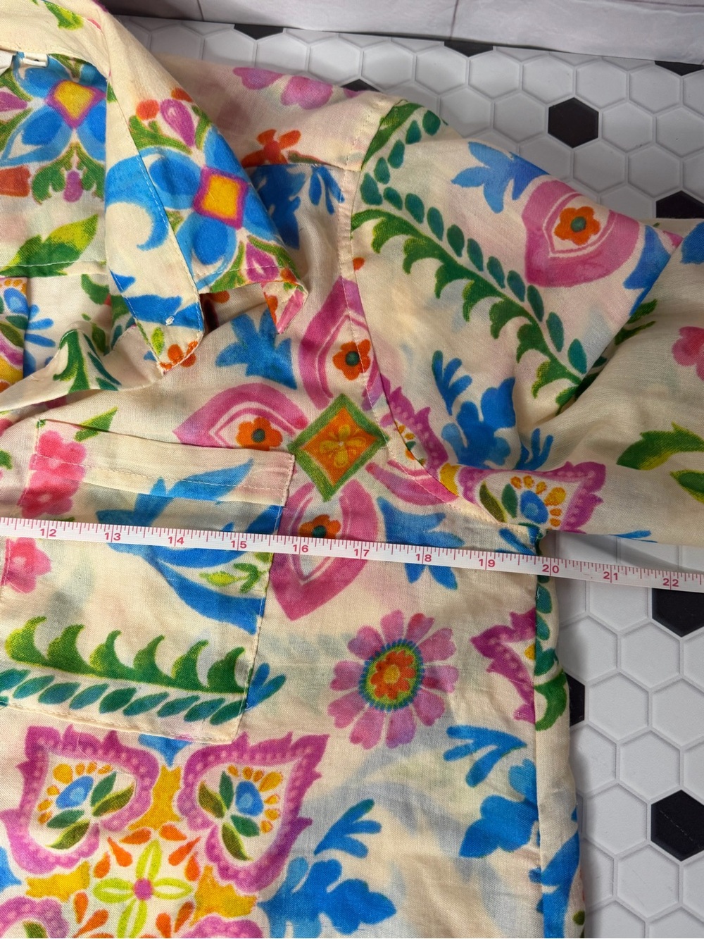 Violet Sky Boho Floral Button Up Blouse Size Small Colorful Cottagecore Retro - Picture 5 of 9